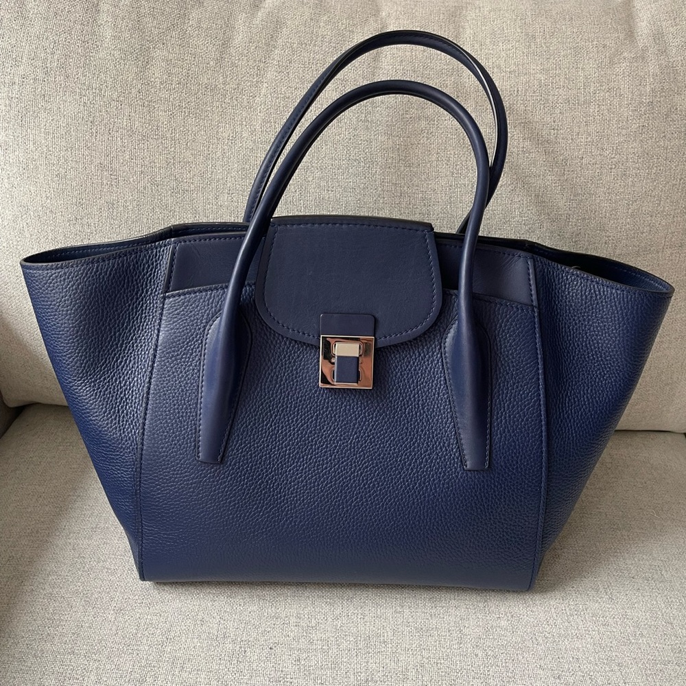 Navy Pebbled Leather Michael Kors Collection Handbag